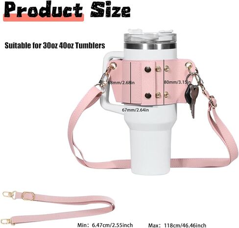 حامل بهلوان مع حزام، حامل أكواب قهوة جلدي قابل لإعادة الاستخدام، أكياس مشروبات زجاجات المياه المتوافقة مع in Kuwait