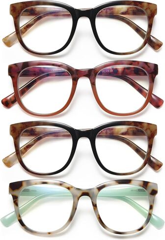 EYEURL 4 Pack Oversized Reading Glasses for Women Round Blue Light Blocking Reading Glasses With Spring Hinges in Saudi Arabia