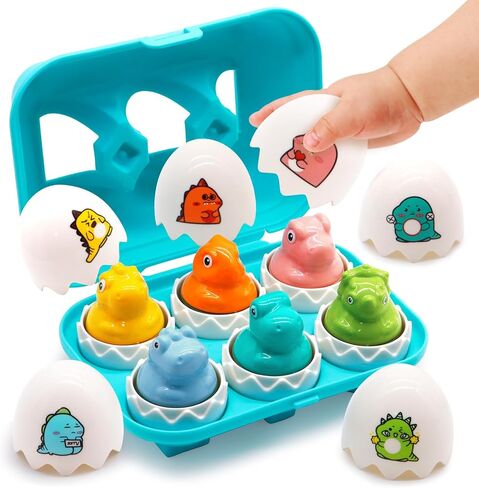 MOONTOY Montessori Hide & Squeak Chicken Egg Toys Toddlers 1-3 Educational Learning Toys for 1 2 3 Year Old Girl Boy Gift Color Sorting Travel Baby Chick Toys 12-18 Months Sensory Shape Sorter Puzzle in Saudi Arabia