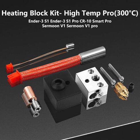Sprite Extruder Upgrade Heater Block Hotend Kit High Temperature Pro 300℃ Compatible with Ender 3 S1 Pro/Ender 3 S1/ CR10 Smart Pro, Bimetal Heatbreak Plated Copper Nozzle & Extra Thermistors in Saudi Arabia