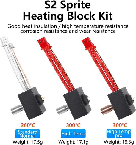 Sprite Extruder Upgrade Heater Block Hotend Kit High Temperature Pro 300℃ Compatible with Ender 3 S1 Pro/Ender 3 S1/ CR10 Smart Pro, Bimetal Heatbreak Plated Copper Nozzle & Extra Thermistors in Saudi Arabia