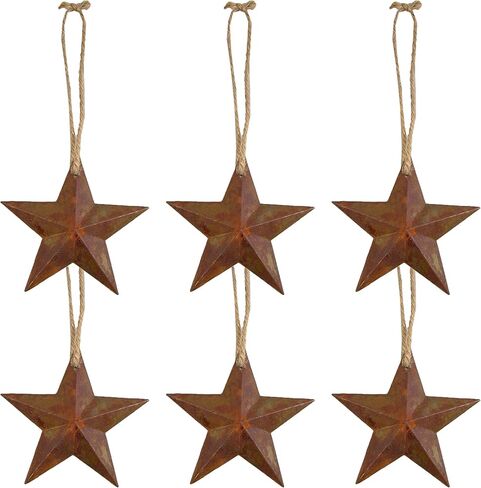 Rustic Metal Wall Hanging Star Country Patriotic Ornament, 5 1/2 Inch, Pack of 6 in Saudi Arabia