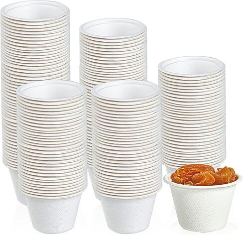 ECOLipak 200 Pack 2 oz Compostable Portion Cups, 100% Biodegradable Souffle Cups, Disposable Paper Cups for Condiment Samples in Saudi Arabia