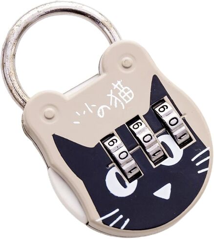 Silver Grey Cute Cat Combination Lock Travel Locks for Luggage Backpack Locks Zipper Combination Lock for Locker for Student Dormitory, Zipper Lock Padlocks and Hasps, Combination Padlocks, Hardware in Saudi Arabia