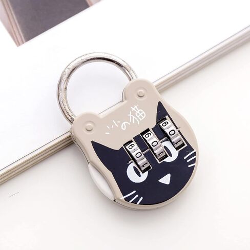Silver Grey Cute Cat Combination Lock Travel Locks for Luggage Backpack Locks Zipper Combination Lock for Locker for Student Dormitory, Zipper Lock Padlocks and Hasps, Combination Padlocks, Hardware in Saudi Arabia