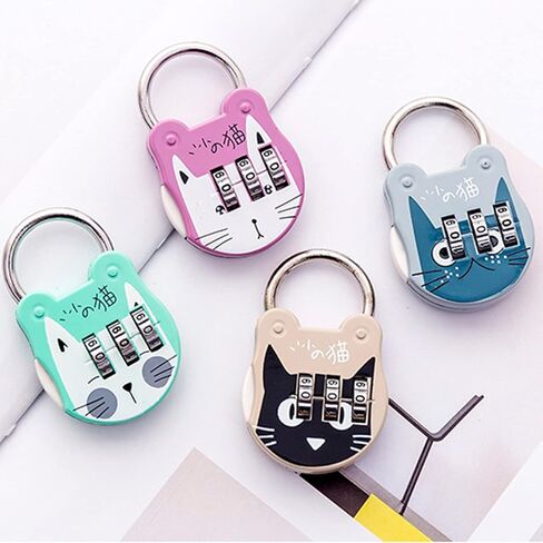 Silver Grey Cute Cat Combination Lock Travel Locks for Luggage Backpack Locks Zipper Combination Lock for Locker for Student Dormitory, Zipper Lock Padlocks and Hasps, Combination Padlocks, Hardware in Saudi Arabia
