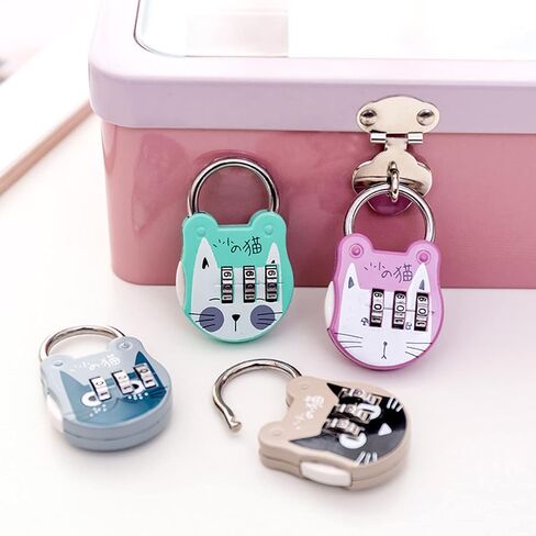 Silver Grey Cute Cat Combination Lock Travel Locks for Luggage Backpack Locks Zipper Combination Lock for Locker for Student Dormitory, Zipper Lock Padlocks and Hasps, Combination Padlocks, Hardware in Saudi Arabia