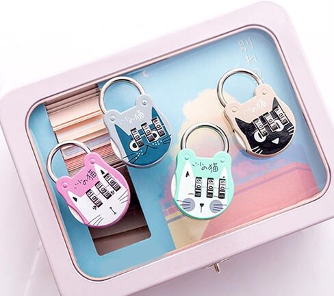 Silver Grey Cute Cat Combination Lock Travel Locks for Luggage Backpack Locks Zipper Combination Lock for Locker for Student Dormitory, Zipper Lock Padlocks and Hasps, Combination Padlocks, Hardware in Saudi Arabia