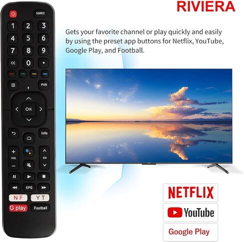 RIVIERA ERF3S90H Replacement voice remote control for Hisense Smart Google TV Model 43A6H 50A6H 55A6H 65A6H 75A6H 50U6H 55U6H 65U6H 75U6H 65U8H 75U8H with 6 Shortcut Keys in Saudi Arabia