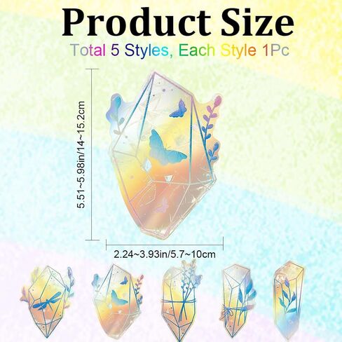 GORGECRAFT 5Pcs PVC Diamond Window Clings Anti-Collision Window Decals Static Blue Transparent Glass Alert Rainbow Window Suncatcher Stickers to Save Birds from Window Collisions Rainbow Stickers in Saudi Arabia