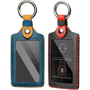 Leather Key Card Holder Designed for Apple AirTag and Tesla Model 3 Y X S Cybertruck Key Cards - 2Pack