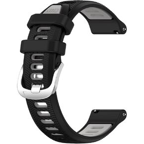 LOKEKE for Garmin Forerunner 265S Replacement Wrist Band, 18mm Replacement Silicone Wrist Band Strap For Garmin Forerunner 265S/255S/255S Music/Venu 2S(Silicone Black + Grey)