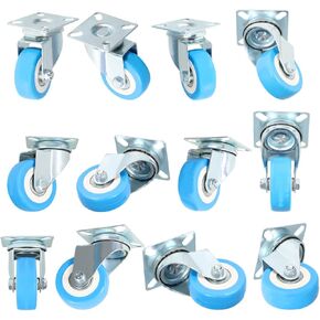 مجموعة من 12 عجلة دوارة مقاومة للانزلاق باللون الأزرق مقاس 2 بوصة من مادة البولي يوريثين وقاعدة علوية ومحمل كروي مزدوج in Kuwait