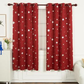 INLINAS Blackout Curtains for Bedroom Living Room, Silver Foil Printed Stars Pattern, Thermal Insulated and Noise Reducing, Grape Purple, 52W x 72L Inch, 2 Panels