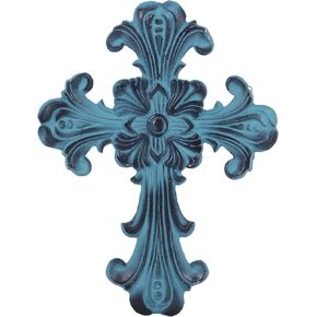 Castleore Easy Wall Hanging Home Decor Religious Christian Crosses for Wall | Best for Home, Office and As Gift | Size L 10.2 W 7.6 | (Blue Antique)