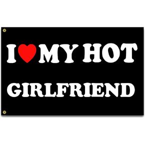 I Love My Girlfriend Flag 3x5 Ft Funny Man Cave Wall I Heart My Girlfriend Flag for Room Teen Girls Indoor Outdoor Bedroom and College Dorm Wall Decor Banner Tapestry Gifts