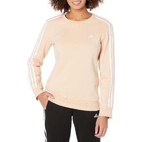 adidas womens Essentials 3-Stripes Fleece Sweatshirt, True Pink-white, X-Small