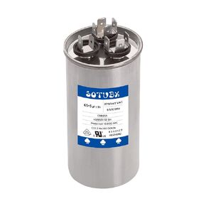 60+5uF 370/440VAC Round Motor Dual Run Capacitor 60+5 MFD uf 370VAC or 440 Volt for AC Air Conditioner Condenser - 60/5 uf MFD 440V Straight Cool or Heat Pump - Run AC Motor and Fan