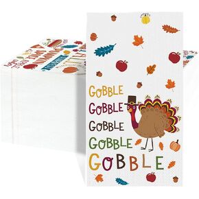 Horaldaily 50 Thanksgiving Disposable Paper Decorative Guest Napkins, Turkey Gobble Hand Towel for Party Lunch Dinner Kitchen Bathroom in Saudi Arabia