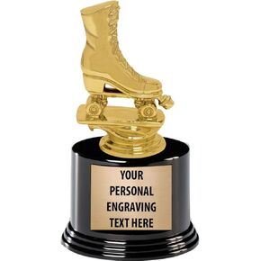 Crown Awards Roller Skates Trophies with Custom Engraving, 7.25" Personalized Roller Skating Trophy On Deluxe Round Base Prime