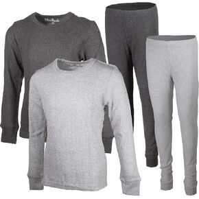 MISS POPULAR Girls 4-Piece Thermals Set | Long Sleeve Shirt and Pants Ages 1-16