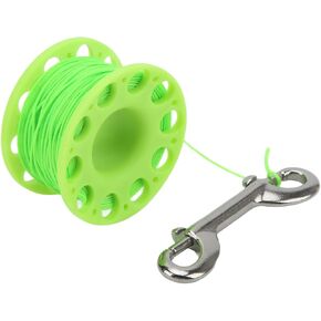 100FT Big Finger Spool Dive Reel , Aluminum Alloy Wreck Cave Finger Spool with Double Ended Snap bolts for Underwater Scuba Diving Snorkeling(Green)