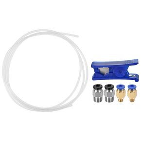 uxcell PTFE Tubing Hose for 3D Printer 1.75mm Filament Transparent 6.56ft Length with Tube Cutter and Pneumatic PC4-M6(Yellow)/M10 Fittings