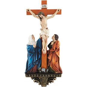 Zymise Mary and John at the Crucifix Resin Wall Cross, 10 Inch