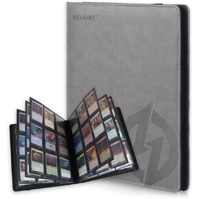Trading Card Binder 9 Pocket,PU Leather Cover Card Collection Binder for 360 Cards, Side Loading Card Binder, Premium Card Album for YuGiOh, MTG, TCG, Game Cards & Sports Cards, Green