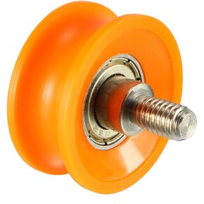 uxcell Bearing Roller with Threaded Rod 30x13mm M6 U Groove for Sliding Door Track Guide, Nylon, Orange, Pack of 4
