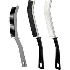 3 Pcs Cleaning Brushes for Household - Crevice Brush for Scrub Small Spaces, Toilet Cleaning Tool with Comfortable Grip, Long&Firm Bristle for Shower Tile Grout, Sinks Gap, Window Tracks, Hinges