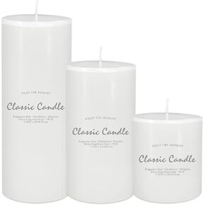 3 Pack 3x4, 6, 8 Hand Poured White Dripless Pillar Candles, Soy Candles, Non-Toxic, Unscented, Smokeless, for Power Outages & Emergency
