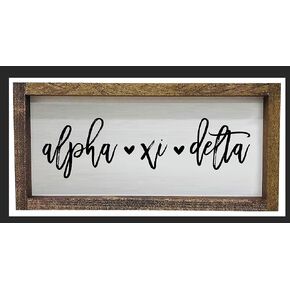 Sorority Shop Alpha Xi Delta Wall Art - 17" X 9" Rectangle Wood Framed Wall Decor, Wall Sign with Script Design, Gift for AXD Sisters