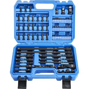 78 Pieces Drive Tool Accessory Set, Extension Bar Set Includes Socket Adapters, Socket Extension Bar, Swivel Universal Joints, Coupler and Bits 1/4", 3/8", 1/2" & 5/16" Drive with Storage Case