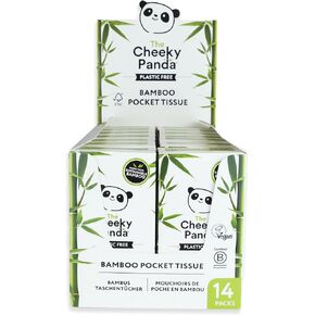The Cheeky Panda Bamboo Facial Tissue | 14 x Plastic Free Travel Tissue Packs | 140 Super Soft Pocket Tissues