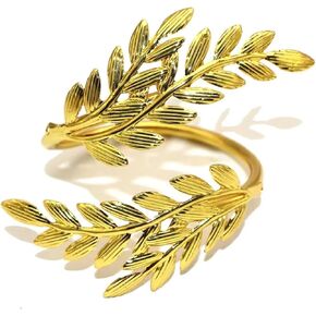 Napkin Rings Set of 6,Gold Leaf Napkin Rings,Metal Wheat Leaf Napkin Rings for Party Decoration, Dinning Table and Daily Use (Leaf 6pcs)