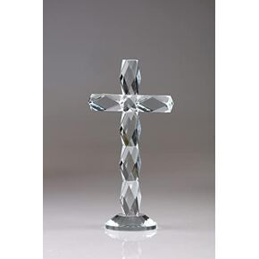 Modern Christian Gifts and Religious Gifts-Caring and Compassion Gifts or Memorial Gifts-Ideal Catholic Gifts and Christian Decorations-Transparent Crystal Standing Cross 7.7 inches