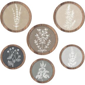 Threehoney 6 Pcs Framed Botanical Wall Art Set Floral Wall Art Vintage Boho Plant Print Wall Decor Botanical Prints Wooden Floral Wall Art Rustic Hanging Decor(Fresh Style, 10'' and 8'')
