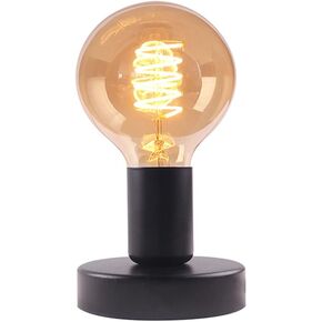 Industrial Table Lamp Base,Small Polished Metal Desktop Light Sockets Base Only,Vintage E26/E27 Edison Screw Light Bulb Holder Base,with 6ft Cord Switch Plug Bulb Base Holder（Black）