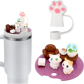 Cup Lid Accessories, Cute Silicone Straw Covers Cap & Acrylic Cup Lid Funny Straw Covers Cap Cup Lid Accessories Charms for Stanley 40oz