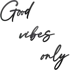 Good Vibes Only Metal Wall Decor Black Metal Home Wall Art Letters Office Wall Decor Inspirational Wall Decoration Minimalistic Office Metal Wall Art Letters for Home Office, Bedroom (Black)