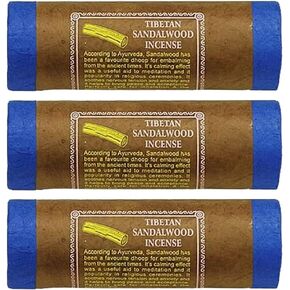 Tibetan Sandalwood Incense, 4.5" Length - 3 Packs, 30 Sticks Per Pack