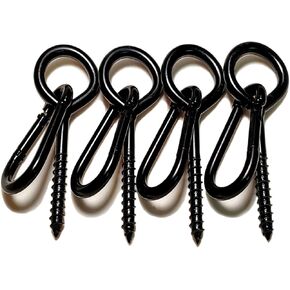 5 Inch Eye Bolts Screw in Hooks & 3.1 Inch Snap Hooks, 4Pcs Heavy Duty Screw in Eye Hooks for Securing Cable Wires, Multitool Climbing Carabiners, Traveling, Swing, Hammock, Hiking