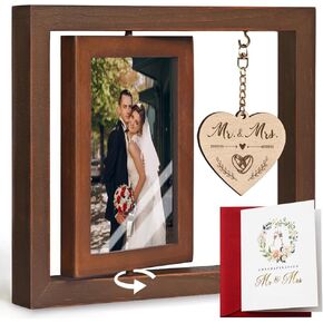 Wedding Picture Frame Gifts for Couples 2024, Bridal Shower Gifts for Bride to Be, Rotating Floating Mr & Mrs EST 2024 Picture Frame, Engagement Gifts for Couples, Newlywed Wedding Shower Gifts Photo Frames 4x6-45