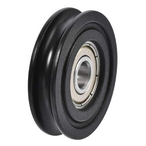 uxcell U608ZZ Nylon Pulley U Groove Ball Bearing Roller Guide Wheel 8x40x10mm Double Metal Shielded (GCr15) Chrome Steel Bearings Black