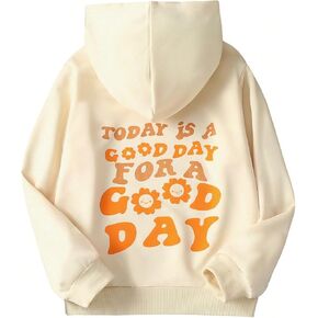 Girls' Letter Graphic Hoodies Long Sleeve Cute Pullover Tops Cartoon Sweatshirt