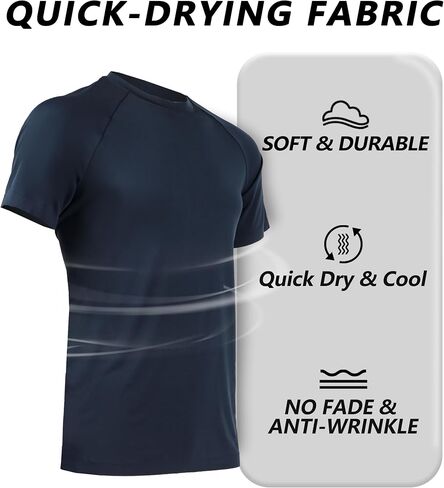 +MD Men’s T-Shirts 4 Pack, Quick Dry Short Sleeve Tee, Gym Workout Short Sleeve, Active Moisture Wicking Crew Neck Shirts in Saudi Arabia