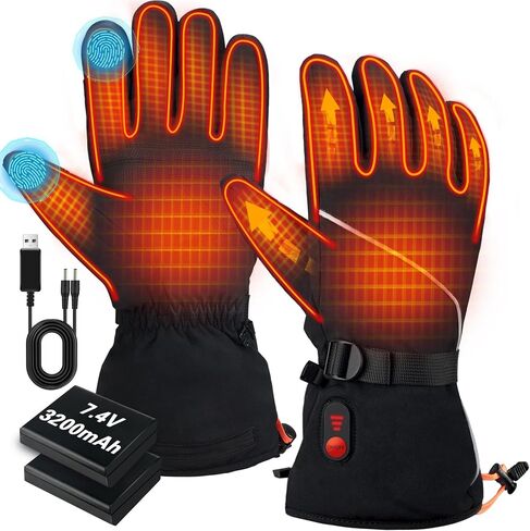 Heated Gloves for Men Women - Rechargeable Electric Heated Gloves, 7.4V Heated Skiing Gloves, Thermal Warming Snowboarding Gloves for Hunting Winter Camping Motorcycle Skiing Outdoor Work in Saudi Arabia