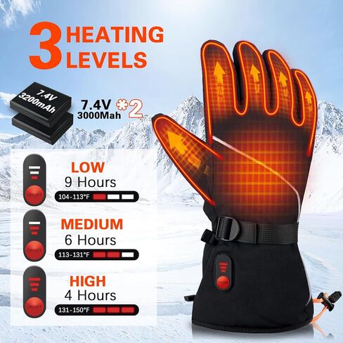 Heated Gloves for Men Women - Rechargeable Electric Heated Gloves, 7.4V Heated Skiing Gloves, Thermal Warming Snowboarding Gloves for Hunting Winter Camping Motorcycle Skiing Outdoor Work in Saudi Arabia