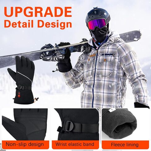 Heated Gloves for Men Women - Rechargeable Electric Heated Gloves, 7.4V Heated Skiing Gloves, Thermal Warming Snowboarding Gloves for Hunting Winter Camping Motorcycle Skiing Outdoor Work in Saudi Arabia